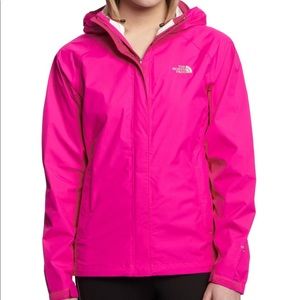 bright pink north face jacket